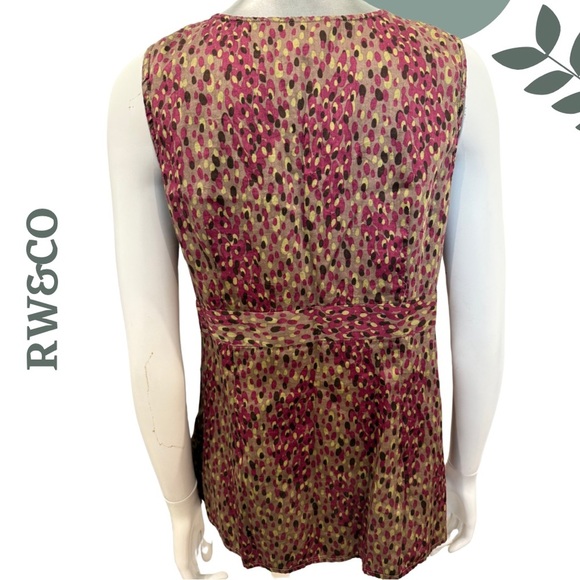 🛍️3/$40 RW&CO Women’s Cotton Top with Empire Waist | Plum Olive Green | Large - Picture 4 of 7